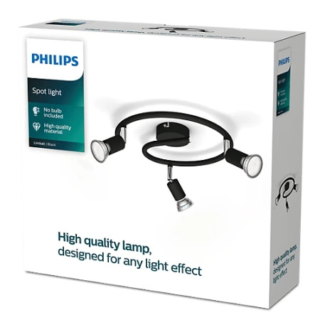 Stropní svítidlo LIMBALI 3x GU10 Nástěnné svítidlo Reflektor pohyblivý černý PHILIPS