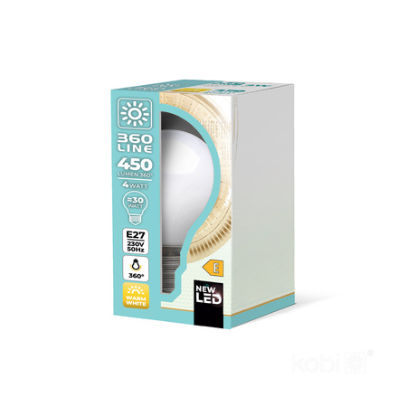 LED žárovka E27 Ball 4W 450lm 3000K Warm 360° Filament Line Kobi