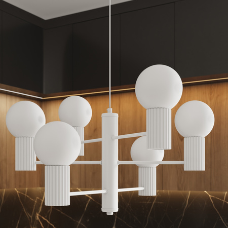 Lustr Závěsné svítidlo 6x G9 Hliníková bílá svatozář French Sky SL.1829 Sollux