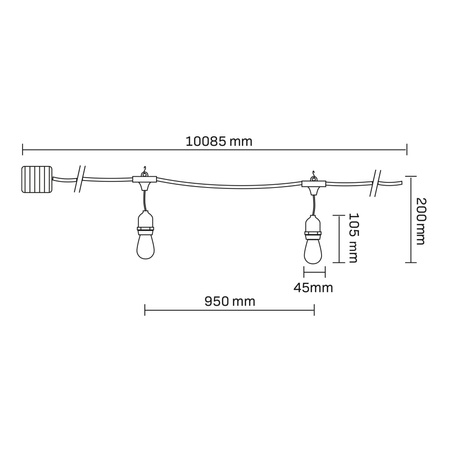 Solární venkovní zahradní světelný řetěz 10x LED 2700K se soumrakovým senzorem černý IP44 PARTY Sanico Goldlux