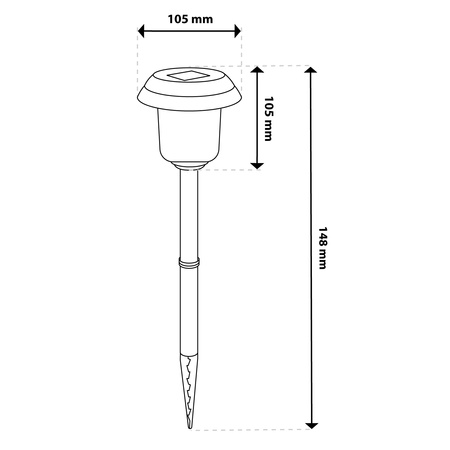 LED SOLAR zahradní lampa. chrom. 6000K. Studená bílá. 41cm