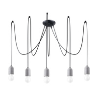 NESO 5 Lustr závěsné svítidlo 5xE27 šedá černá Minimalistický SOLLUX
