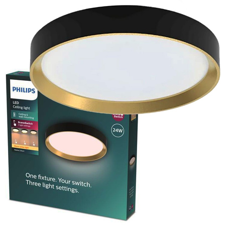 Stropní svítidlo LED Plafond 24W 2700lm 2700K SceneSwitch Black Hanno Philips