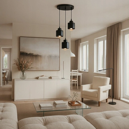 Masterled Stropní svítidlo 3x E27 Kulaté černé závěsné svítidlo Elza