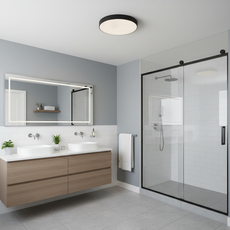 LED zahradní venkovní stropní svítidlo TARTU IP44 24W kruhové stropní svítidlo černobílé RABALUX