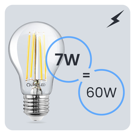 6x LED žárovka E27 A60 7W = 60W 806lm 3000K Warm 360° FILAMENT LUMILED