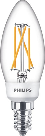 LED žárovka na svíčku E14 B35 5W = 40W 470lm 2700 Teplá bílá vlákno PHILIPS stmívatelné