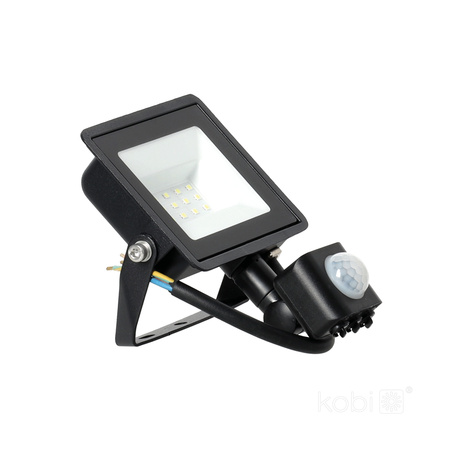 Venkovní LED reflektor Zahrada 20W 1620lm 4000K Neutrální 120° se senzorem pohybu IP44 IK05 Černá MHC Kobi