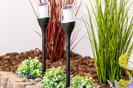 4x LED zahradní svítilna Solární tyč 60 cm Plamen Soumrakový senzor