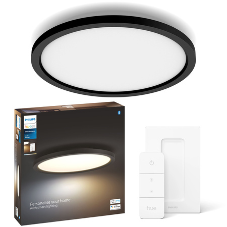 Povrchový LED panel Aurelle Black 21W CCT PHILIPS HUE Bluetooth + stmívač