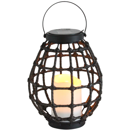 LED solární lucerna zahradní závěsná lucerna 23cm IP44 černá kovová
