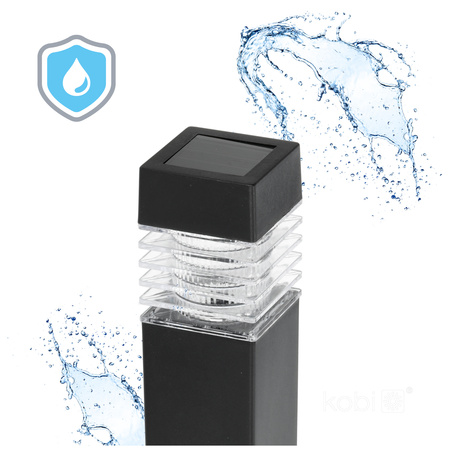 Solární zahradní tyč Venkovní stojící LED 6000K studená IP44 černá Aurora Kobi