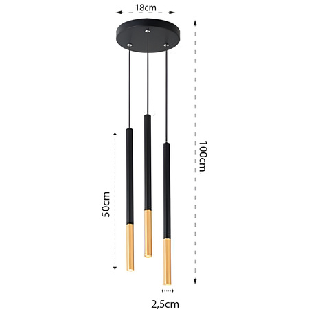 Závěsné stropní svítidlo PIERO 3xG9 nastavitelné černo-zlaté kulaté MASTERLED