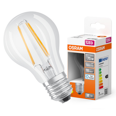 LED žárovka A60 E27 6,5W = 60W 806lm 6500K studená bílá 300° Retrofit Filament CLASSIC Osram