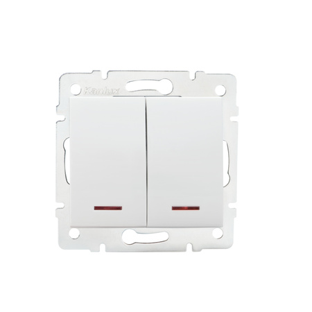 Vypínač dvojitý osvětlený 10A Square White LOGI Kanlux