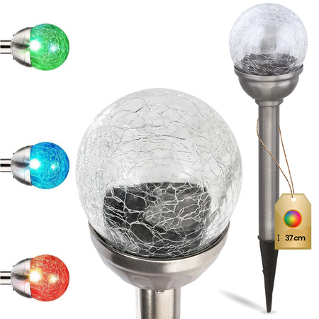Zahradní LED koule se solárním pohonem Glass Inox 8 cm GOLDLUX (Polux)