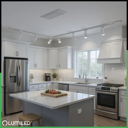 Osvětlovací lišta 3m + 5x reflektor lištový, GU10 Bílý Zlatý SAGI + Spojka L LUMILED