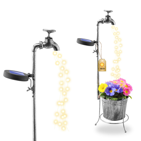 Solární zahradní lampa LED poháněná okrasným zavlažovacím hrncem Venkovní kohoutek