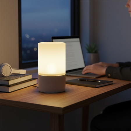 Akumulátorová zahradní lampa lucerna dekorativní SVÍČKA LUKY sklo/beton GOLDLUX (Polux)