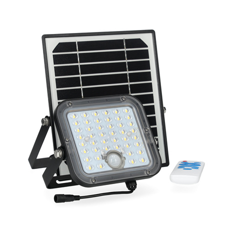 Venkovní solární LED reflektor 10W 1500lm 4000lm neutrální 120° se senzorem pohybu a soumraku IP65 černý MHCS Kobi