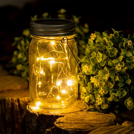 LED lucerna Solar Garden Jar Hanging Glass