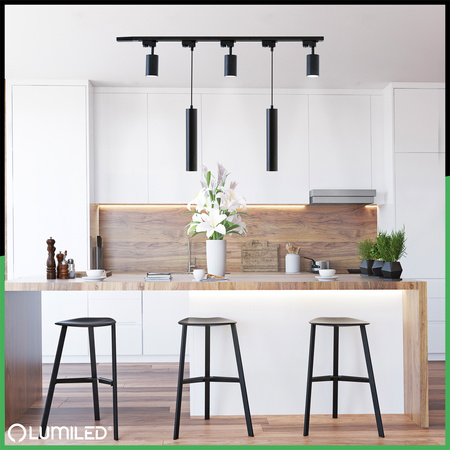 Sada osvětlovacích přípojnic 2m + 5x GU10 Bodové světlo černé LUMILED