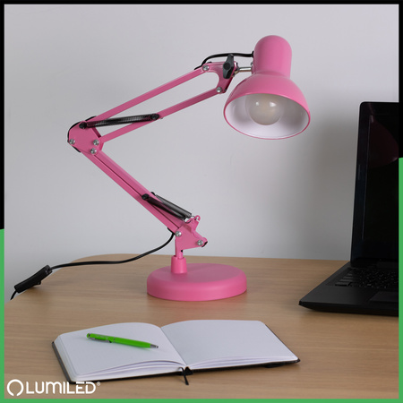 Stolní lampa E27, Růžová + držák na stůl TOBI LUMILED