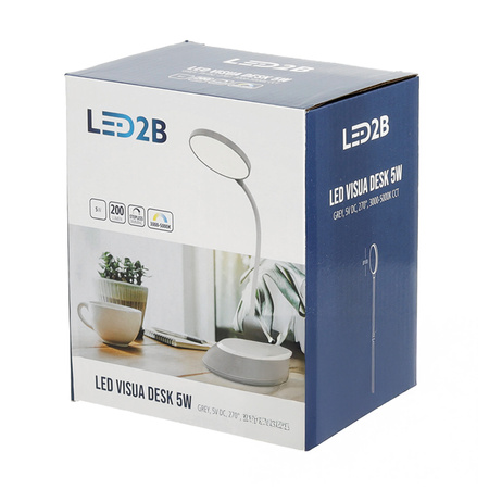 LED 5W 200lm CCT 270° dobíjecí šedá stolní lampa Visua Kobi