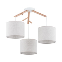 ALBERO LINEN Lustr béžový a dřevěný Skandinávské závěsné svítidlo 3xE27 6556 TK Lighting