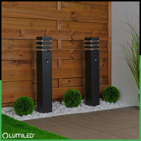 Venkovní zahradní lampa E27, LED snímač pohybu sloupek 60cm TAXUS 2 LUMILED