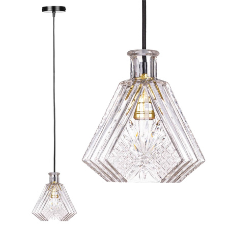 Transparentní GLASS stropní závěsná lampa Přesah pro LED E27 Crystal