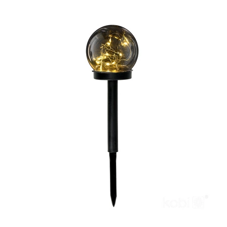 Solární zahradní tyč Venkovní stojící LED 3000K teplá IP44 černá koule Kobi