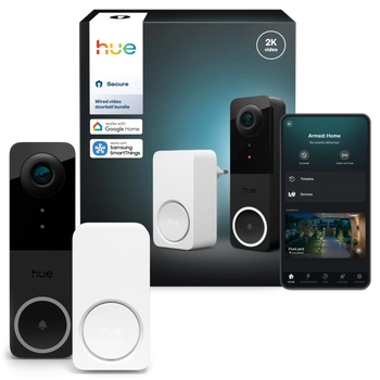 Chytrý videozvonek s IP kamerou 2K QHD 1440p CMOS Black SMART Zigbee WiFi zvonek + bílý gong Bezpečný přijímač Philips HUE