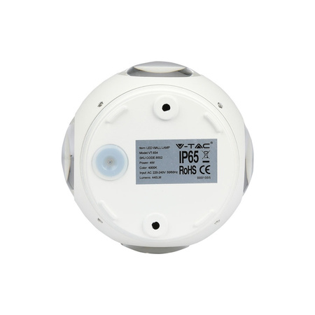 LED nástěnné svítidlo 4W 3000K IP65 4-Light Round White VT-834 V-TAC