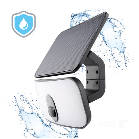 Venkovní solární LED reflektor Zahrada 13W 1400lm 4000lm Neutrální 120° se senzorem pohybu a soumraku IP65 IK03 Černá Phoenix Kobi