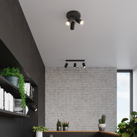 Stropní svítidlo RING 3xGU10 Reflektor Halogenové svítidlo Pohyblivé černé SOLLUX