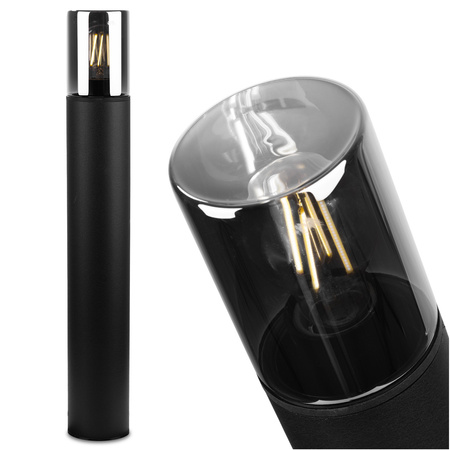 Venkovní stojací stožáry Zahradní lampa pro žárovku E27 Černé sklo IP54 60 cm SALVIA LUMILED