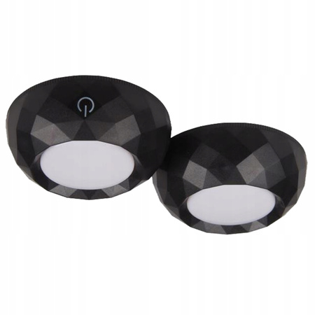 2x LED lampa pod skříňku samolepicí kulatá. napájená baterií 4000K 3xAAA černá