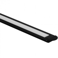 Zapuštěný hliníkový LED profil pod omítku černý 2m se stínítkem z mléčného skla pro LED pásky + krytky Ecolight řady P