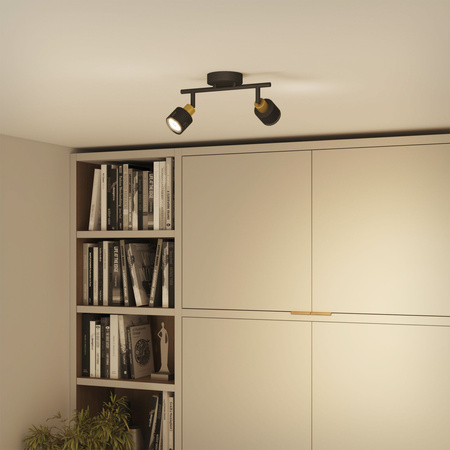 Reflektorové stropní svítidlo 2x GU10 černá-měď Niall Philips