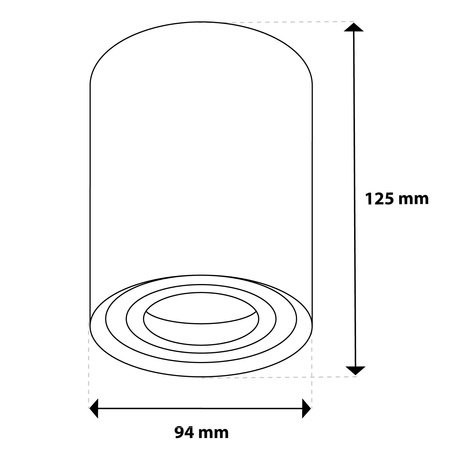 Povrchová montáž HALOGEN Spot Tuba Movable AMAT-XL GU10 Round 125mm BLACK LUMILED