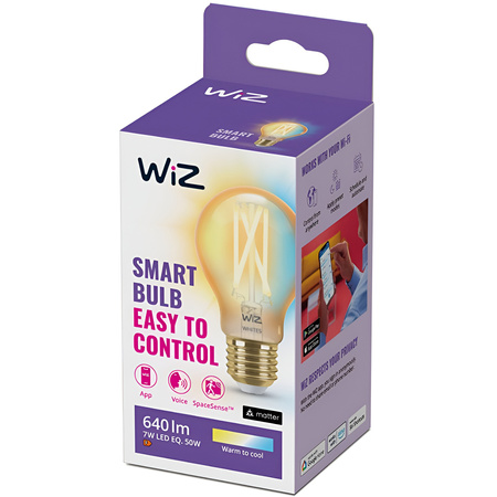 LED žárovka E27 A60 7W = 50W 640lm 2000-5000K TW FILAMENT Amber Smart SMART WiFi Bluetooth App WiZ