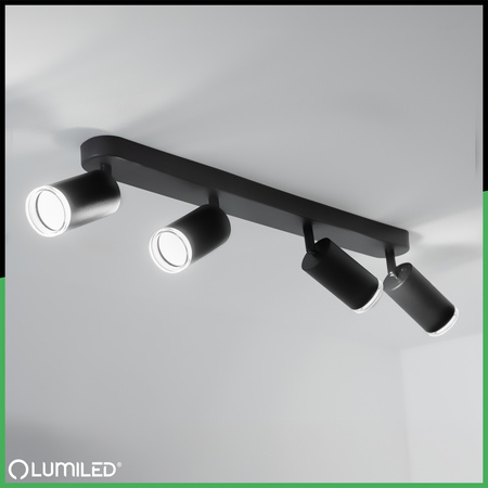 Nástěnné svítidlo LED Spot Reflector 4x GU10 IP44 ADERO Black Lumiled