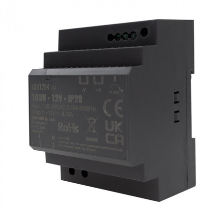 Napájecí zdroj na DIN lištu pro LED pásky 100W 12V 8,33A IP20 PREMIUM Ecolight
