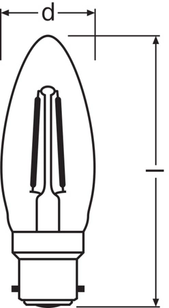 LED žárovka B35 B22d 2,5W = 25W 250lm 2700K teplá bílá FILAMENT LEDVANCE