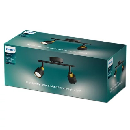 Reflektorové stropní svítidlo 2x GU10 černá-měď Niall Philips