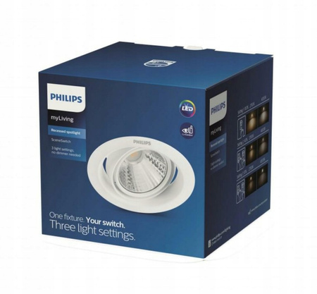 Zapuštěná montáž LED pod omítku 7W 450lm 4000K SceneSwitch White Pomeron Philips