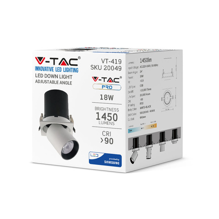 LED spot 18W 4000K pro vestavnou montáž VT-419 V-TAC