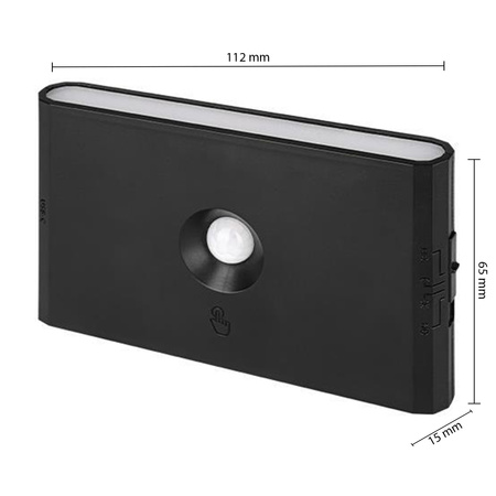 LED dobíjecí lampa 1W 170lm 3000/4000/6500K CCT 180° se senzorem pohybu Stmívatelná černá Wolf Masterled