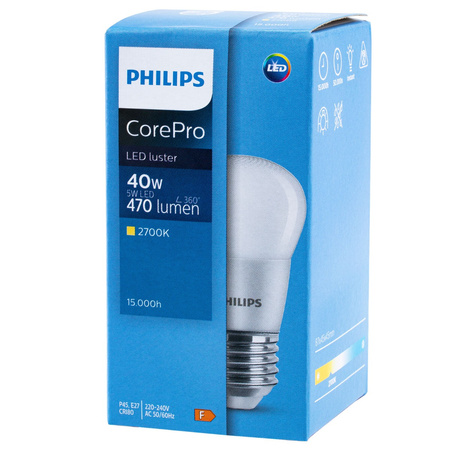 LED žárovka E27 5W = 40W 470lm 2700K Teplá bílá KULIČKA PHILIPS